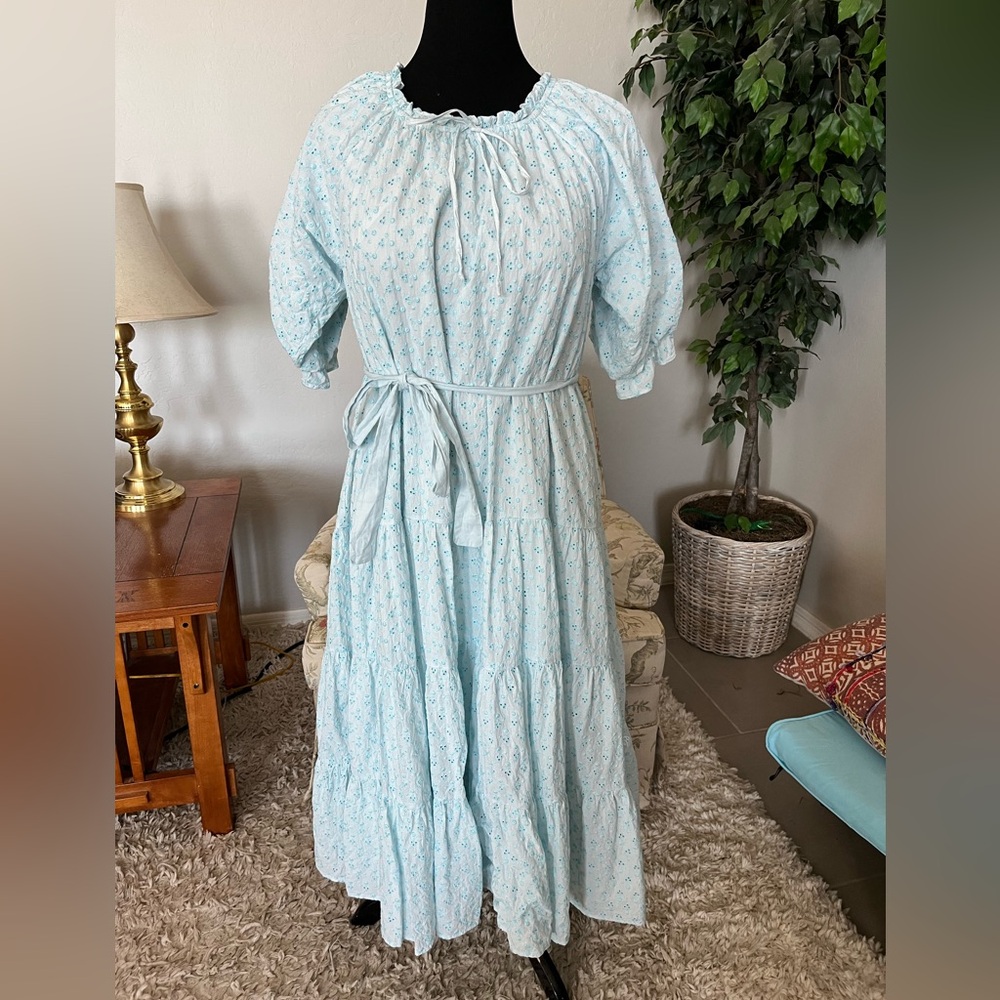 Ivy City Co Light Blue Tiered Dress